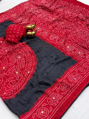 PURE MOSS  BANDHANI SILK SAREE