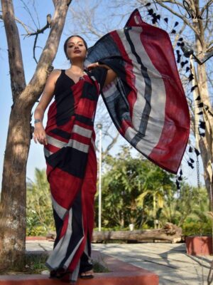 MULTICOLOR KHADI COTTON SAREE VES-023