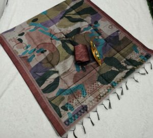 BLACKBERRY RAW SILK SAREES VES- 027-3