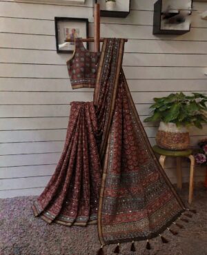 AJRAKH REAL MIRROR SAREES